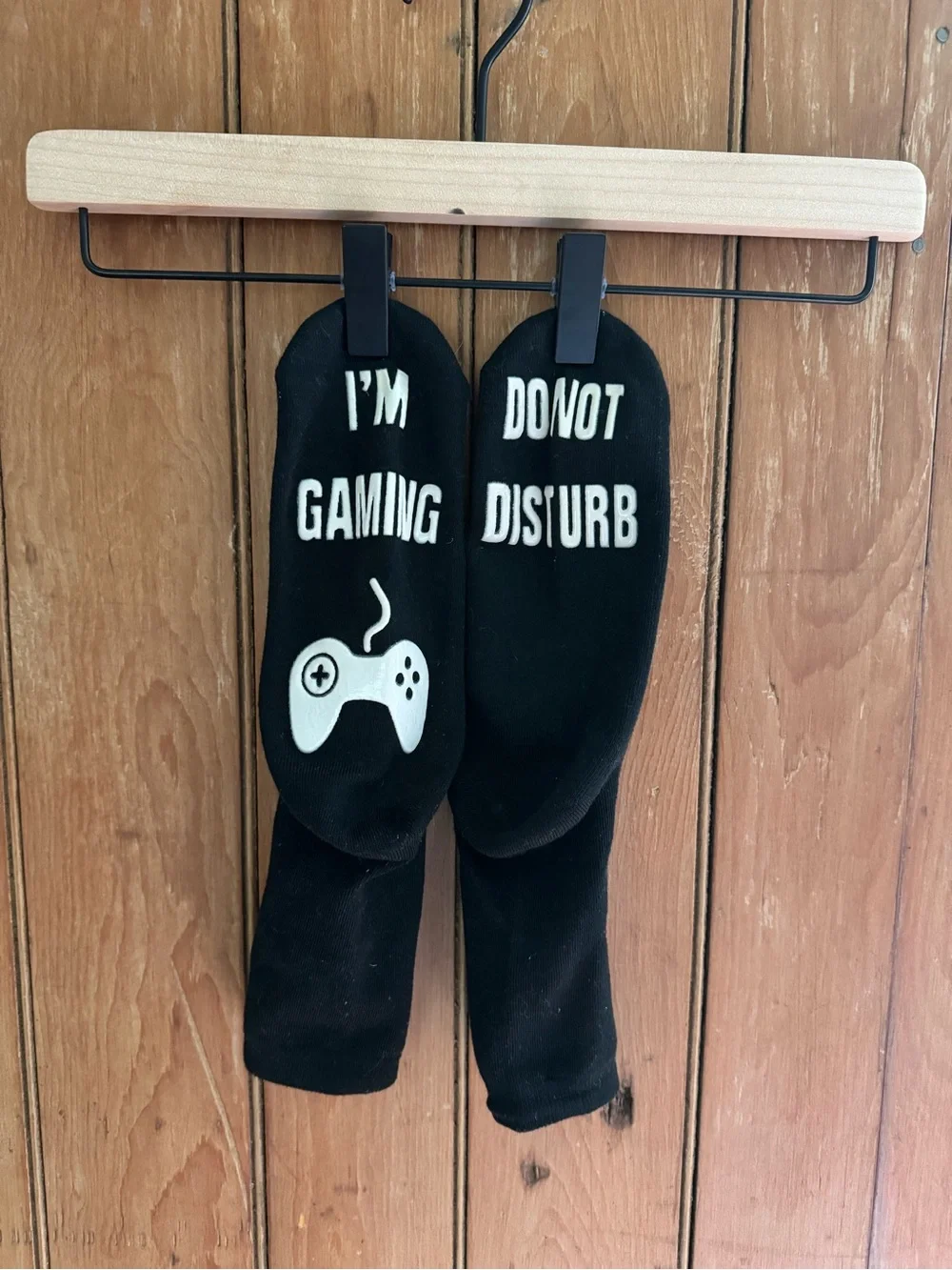 Men’s, Teens, Boys Black Cozy Socks I'm Gaming Do Not Disturb Print in White